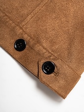 billige Designer jakker og kåper-jakke med rund hals i semsket skinn