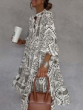 levne Boho šaty-Dámské Maxi šaty Vintage šaty Volnočasové šaty Boho šaty Na běžné nošení Denní Volný Grafika Poloviční rukáv Do V Vodní modrá Khaki Jaro Podzim