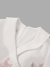 abordables Monos de mamá-Mono de dos piezas  Pantalón madre de la novia invitada formal elegante fiesta V cuello longitud al tobillo crepé encaje manga 3/4 con aplicaciones color bloque talla personalizada gratuita