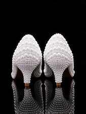 economico sposa-Per donna scarpe da sposa Scarpe bianche Scarpe da sera Matrimonio Feste Floreale Colore a contrasto tacchi da sposa Scarpe da sposa Scarpe da damigella d'onore Perle di imitazione Perline Basso A