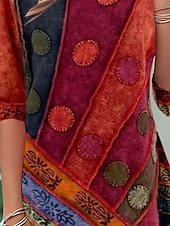 levne Boho tričko-Dámské tunikové tričko Módní Každodenní Tisk Dlouhý rukáv Regular Tops Kulatý výstřih Každodenní Červená Jaro Podzim