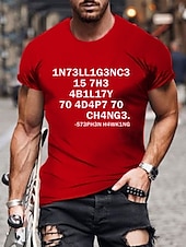 economico Magliette grafiche da uomo-Maglietta a maniche corte da uomo con graphic Stephen Hawking &#039;L&#039;intelligenza è la capacità di adattarsi ai cambiamenti&#039;