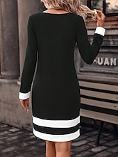 preiswerte Kunst &amp; Design Kleid-Damen Midikleid Sweatshirt-Kleid Winter Kleid Corsagenkleider Etuikleid Elegant Stilvoll Urlaub Party Strasse Regular Fit Abstrakt Langarm Rundhalsausschnitt Schwarz Sommer Herbst Winter