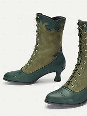 olcso 1930-as évek-női viktoriánus vintage zöld fűzős csizma csipkés szegéllyel és brogue részletekkel - elegáns magas sarkú cipő cosplay, steampunk és retro ruhákhoz