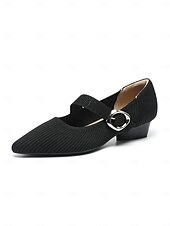 levne Block Heels-dámské pletené boty mary jane s páskem na přezku – pohodlné a elegantní lodičky na nízkém podpatku pro běžné nošení i do kanceláře