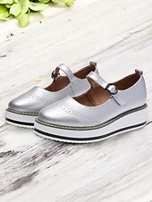 Women's Red Mary Jane Platform Shoes with Brogue Detailing and Buckle Strap – Vintage Style Casual Footwear for Daily Wear 16