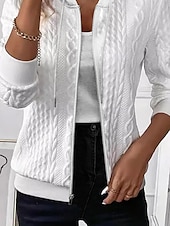 preiswerte Jacken-Damen Freizeitjacke Einstellbar Feste Farbe Lässig / Alltäglich Stilvoll Regular Fit Oberbekleidung Langarm Frühling Schwarz S