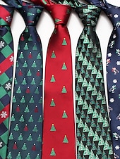 abordables Accesorios navideños-Corbatas para hombre con motivos navideños y patrones festivos de árboles: accesorios para fiestas navideñas y ropa formal de invierno