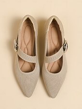 levne Block Heels-dámské pletené boty mary jane s páskem na přezku – pohodlné a elegantní lodičky na nízkém podpatku pro běžné nošení i do kanceláře