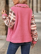 halpa Talvitakit-Naisten Fleecetakki Nallekarva Huppari takki Pidä lämpimänä Hengittävä Vetoketju Tasku Fleece-vuoratut Vintage Vapaa-aika Geometrinen Loma Katu Arki-asut Bile Vetoketju Normaali Sänkyjen avaus