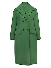 preiswerte Wintermäntel-Damen Wintermantel Mantel Umhang / Umhänge Windundurchlässig warm halten Tasche Brautkleider schlicht Streetstyle Glatt Urlaub Arbeit Strasse Freizeitskleidung Einreihiger Verschluss Umlegekragen