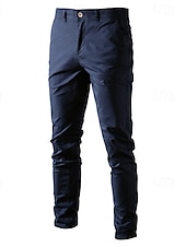 baratos Chinos-Homens Calças chinês Calça casual Botões Bolsos Tecido Conforto Formal Festa Trabalho Moda Estilo Clássico Exército verde Preto Micro-Elástica