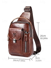 cheap Men&#039;s Bags-Men&#039;s Brown Leather Crossbody Sling Bag with Multiple Compartments and Adjustable Strap, Ideal for Travel and Daily Use