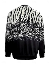 levne Mikiny a mikiny-dámská mikina leopard street denní nošení potisk ležérní posádka výstřih dlouhý rukáv mikroelastický podzimní zimní komfrt prodyšná měkká tkanina