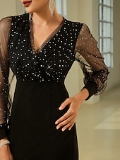 cheap Party Dress-Sequin Mesh Long Sleeve Mini Dress