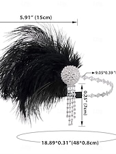 billiga Håraccessoarer för kvinnor-vintage 1920-tals pannband med svart fjäder – strass och kristall gatsby flapper huvudstycke för speciella tillfällen, kostymfester eller bröllop
