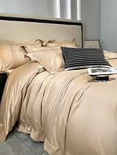 economico Collezione d&#039;elite-Set copripiumino da 4 pezzi, 100% cotone biologico, tessuto morbido e traspirante, include copripiumino e federe per un sonno confortevole.