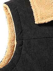 cheap Men&#039;s Vest-Men&#039;s Fleece Vest Vest Gilet Daily Date Vacation Fashion Casual Fall &amp; Winter Button Pocket Polyester Corduroy Thermal Warm Comfortable Plain Single Breasted One-button Lapel Regular Fit Black Brown