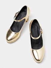 ieftine Pantofi Mary Jane-pantofi Mary Jane cu toc bloc cu sclipici aurii – pantofi de petrecere cu platformă strălucitori pentru nunți și evenimente formale