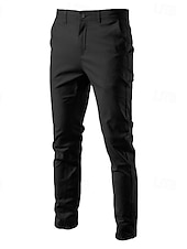 baratos Chinos-Homens Calças chinês Calça casual Botões Bolsos Tecido Conforto Formal Festa Trabalho Moda Estilo Clássico Exército verde Preto Micro-Elástica