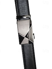 abordables Cinturones de hombre-Cinturón de hebilla automática negra para hombre, cinturón informal