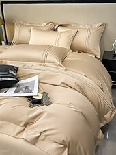 economico Collezione d&#039;elite-Set copripiumino da 4 pezzi, 100% cotone biologico, tessuto morbido e traspirante, include copripiumino e federe per un sonno confortevole.
