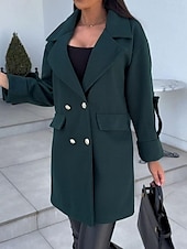 abordables Vestes-Manteau Trench Femme Plein Air Usage quotidien Vacances mode Décontractées Avec poches Longue Manteau Noir Blanche Vert Véronèse Automne Hiver Gilet Revers Ample S M L XL 2XL