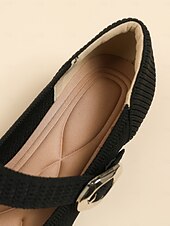levne Block Heels-dámské pletené boty mary jane s páskem na přezku – pohodlné a elegantní lodičky na nízkém podpatku pro běžné nošení i do kanceláře