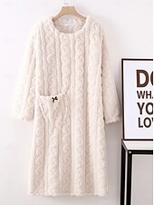 levne Dámské noční košile a košile na spaní-dámské pyžamo noční košile čistá barva jednoduché pohodlí comfrt home fleece crew krk jaro podzim home outfity