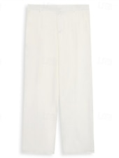 ieftine Lejer-Bărbați Pantaloni Costume Pantaloni de costum Nasturi Buzunar frontal Picior drept Simplu Confort Nuntă Afaceri Zilnic Modă Șic &amp; Modern Negru Alb