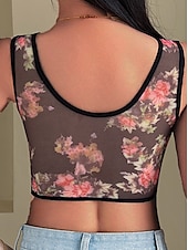 baratos Sutiãs-sutiã feminino de malha com estampa floral sutiã gráfico sem aro sem enchimento cobertura total sutiã moldado sólido para o dia a dia roupas para casa