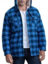 economico Giubbotti e cappotti da uomo-Per uomo Giacca da camicia Giacca con cappuccio Shacket Giacca in pile di flanella Esterno Da tutti i giorni Caldo Tasche Con cappuccio Autunno Inverno Scozzese a quadri Di tendenza Streetwear Bavero