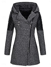 cheap Coats &amp; Trench Coats-Women&#039;s Coat Trench Coat Street Daily Wear Vacation Fall Winter Long Coat Regular Fit Warm Breathable Stylish Casual Street Style Jacket Long Sleeve Plain with Pockets Black Wine Blue