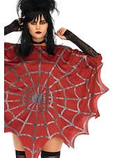 levne Dámské Kostýmy-Beetlejuice Lydia Deetzová pavoučí síť Pláštěnka Pončo Dospělé Dámské Sexy kostým Večírek Karneval Plesová maškaráda Jednoduchý karnevalový kostým