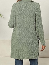 preiswerte Strickjacken und Oberbekleidung-Damen Strickjacke Elegant Modisch Täglich Feste Farbe Öffnung vorne Strick Textur Langarm Lange Oberteile Stricken Arbeit Grün Dunkelviolett Herbst Winter