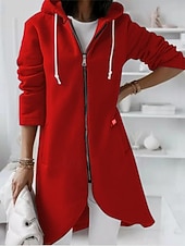 Women's Casual Jacket Outdoor Zipper Solid Color Windproof Fashion Loose Fit Outerwear Long Sleeve Fall Black S 10