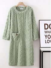 levne Dámské noční košile a košile na spaní-dámské pyžamo noční košile čistá barva jednoduché pohodlí comfrt home fleece crew krk jaro podzim home outfity