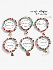 Χαμηλού Κόστους Χριστουγεννιάτικα αξεσουάρ-Χριστουγεννιάτικο σετ βραχιολιών με χάντρες γούρι – εορταστικά κόκκινα, πράσινα και λευκά στοιβαγμένα βραχιόλια με γούρια Άγιου Βασίλη, δέντρου και δώρων – ιδανικό για τη μόδα και τα δώρα των γιορτών