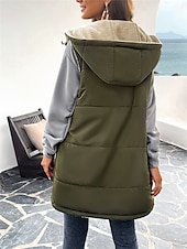 preiswerte Puffers &amp; Parka-Damen Fleecejacke Fleece-Weste Teddy-Mantel warm halten Atmungsaktiv Zip Tasche Innenfutter aus Fleece Brautkleider schlicht Glatt Urlaub Strasse Freizeitskleidung Ausgehen Reisverschluss Standard