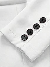 abordables Blazers et Costumes-Femme Haussements d&#039;épaules Couleur unie Elégant manche longue Col de Chemise Travail du quotidien Poche Blanche Printemps Automne Hiver