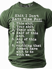  男の「クソ、時間がない」面白いグラフィックTシャツ、皮肉なライフスタイルの引用、ショートスリーブ