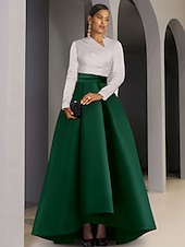 preiswerte SCHWARZ-Abendkleid in A-Linie mit schwarzer Krawatte, elegantes Kleid für formelle Hochzeitsgäste, asymmetrisch, lange Ärmel, V-Ausschnitt, Satin mit Tasche, 2025