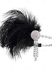 billiga Håraccessoarer för kvinnor-vintage 1920-tals pannband med svart fjäder – strass och kristall gatsby flapper huvudstycke för speciella tillfällen, kostymfester eller bröllop