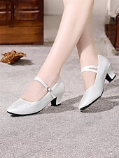 economico Scarpe per balli latini-scarpe da ballo vintage da donna modello mary jane verdi con motivo floreale jacquard e tacco a blocco, perfette per balli da sala, latino americani ed eventi formali