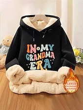 cheap Hoodies &amp; Sweatshirts-Women&#039;s Hoodie Sweatshirt Fleece Letter Street Dailywear Pocket Print Casual Hoodie Long Sleeve Micro-elastic Fall Winter Comfrt Breathable Soft Fabric