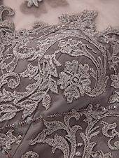 voordelige Vloerlengte-A-Lijn Moeder van de Bruid Jurk Bruidsgast Elegant Plus Size Hoog Laag V-Hals Asymmetrisch Enkel Lengte Chiffon Kant Halve Mouw met Beading Applicaties gratis maatwerk