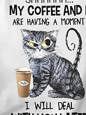 cheap Humor&amp;Quotes tee-Women&#039;s 100% Cotton Tunic T Shirt Fashion Casual Print Long Sleeve Regular Tops Crew Neck Daily Black White Spring Fall