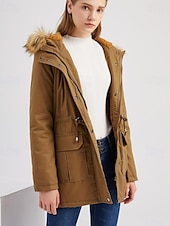 abordables Parka activa-Mujer Abrigo Mantiene abrigado Transpirable Cremallera Botones Bolsillo Casual Color sólido Vacaciones Calle Ropa Cotidiana Noche Cremallera Regular Sudadera Ajuste regular Manga Larga Ropa de calle