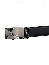 abordables Cinturones de hombre-Cinturón de hebilla automática negra para hombre, cinturón informal