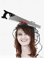 levne Doplňky pro ženy-halloweenská čelenka s krvavým sekáčkem – děsivý doplněk hlavy nože pro halloweenské kostýmní party, cosplay a žerty